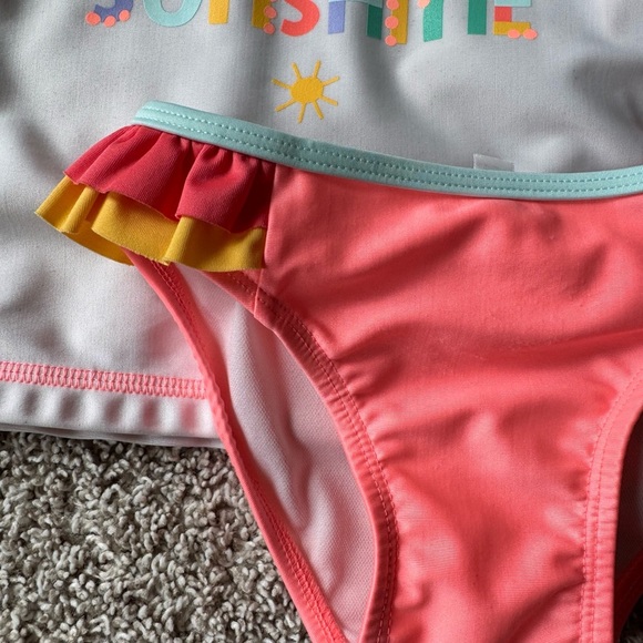 Toddler Girl Rash Guard Swimsuit Set – “Little Ray of Sunshine”  – Size 4T - Picture 4 of 10